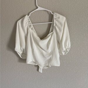 White Puff Sleeve Crop Top